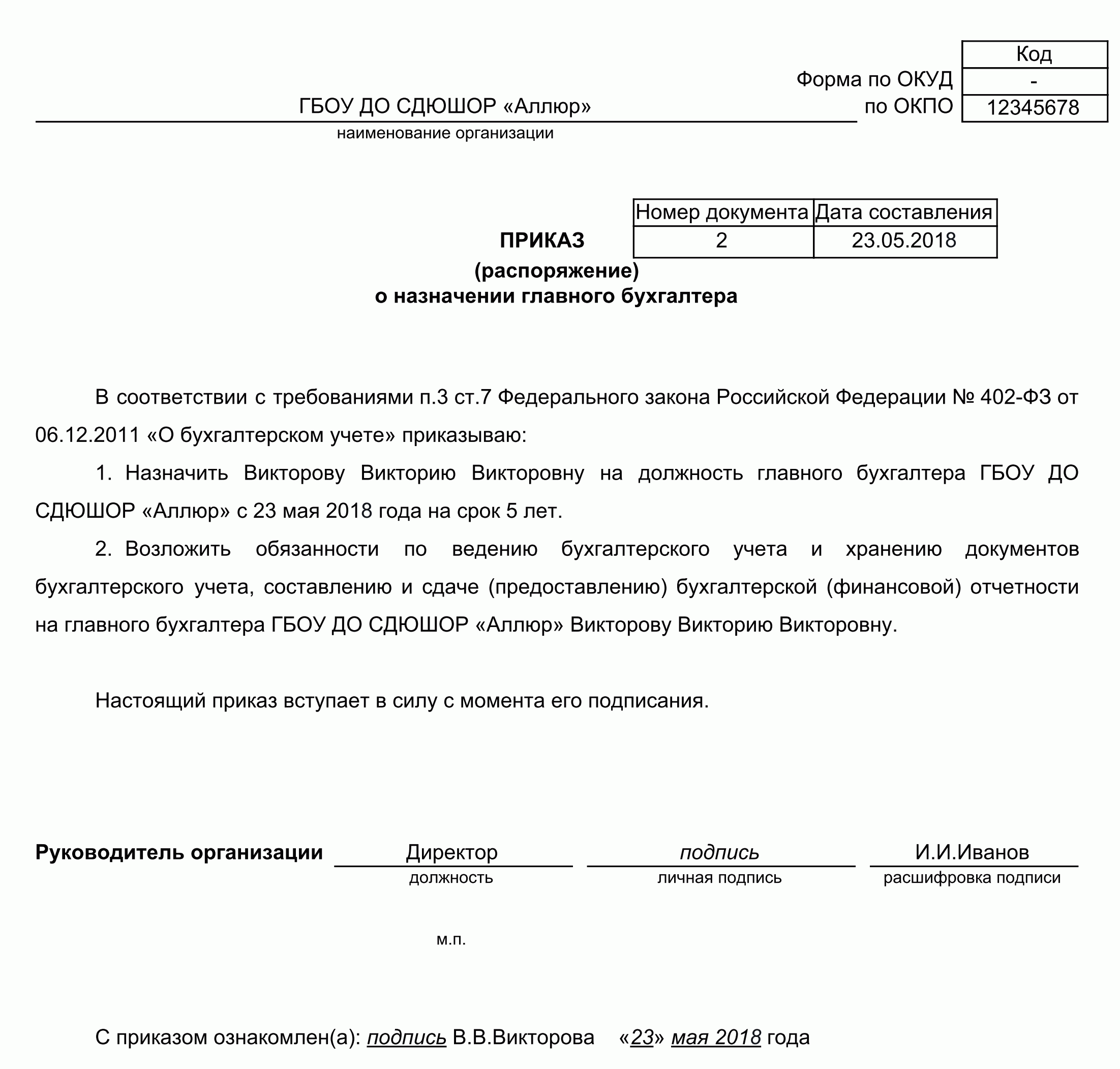 Трудовой договор с главным бухгалтером: образец, особенности заключения при приеме по совместительству, на удаленную работу