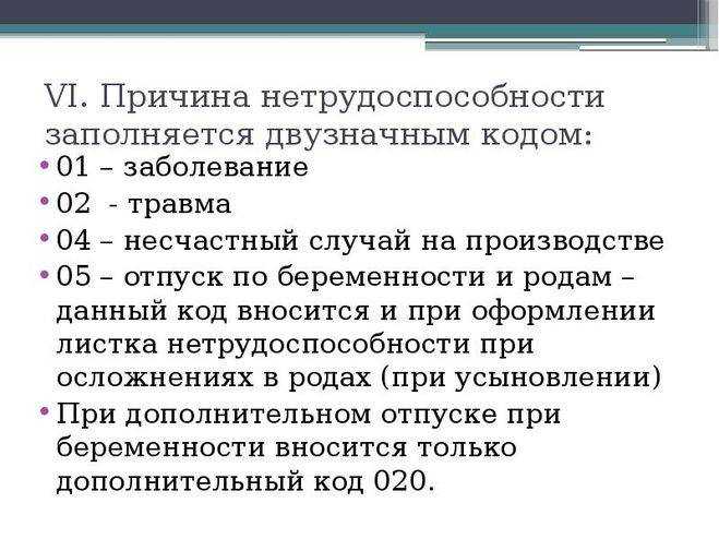Код больничного листа | 01,03 что означает | расшифровка заболеваний