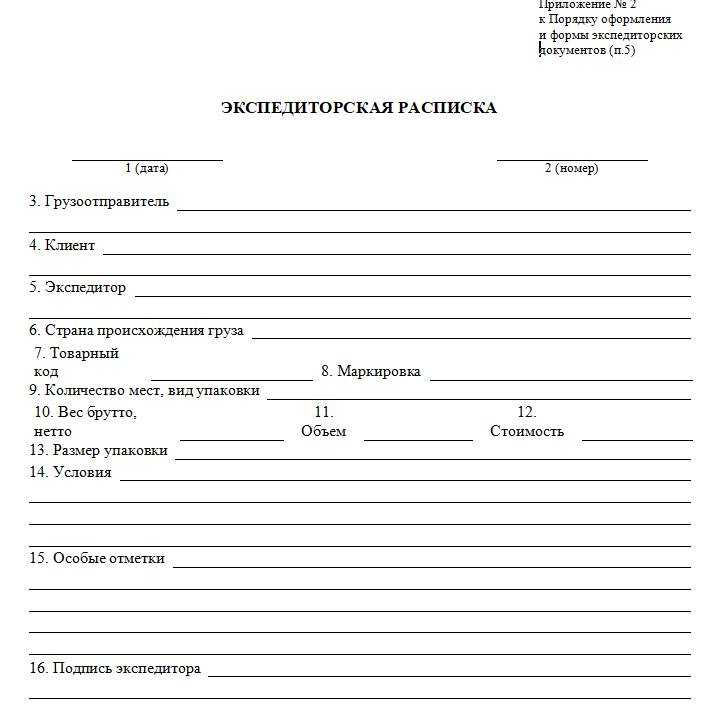 Экспедиторская расписка и транспортная накладная