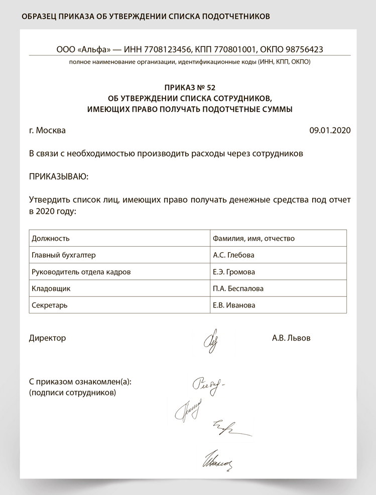 Подотчётные лица — кто такие, порядок оформления и расчётов, задолженность в бухгалтерском балансе — «мое дело»