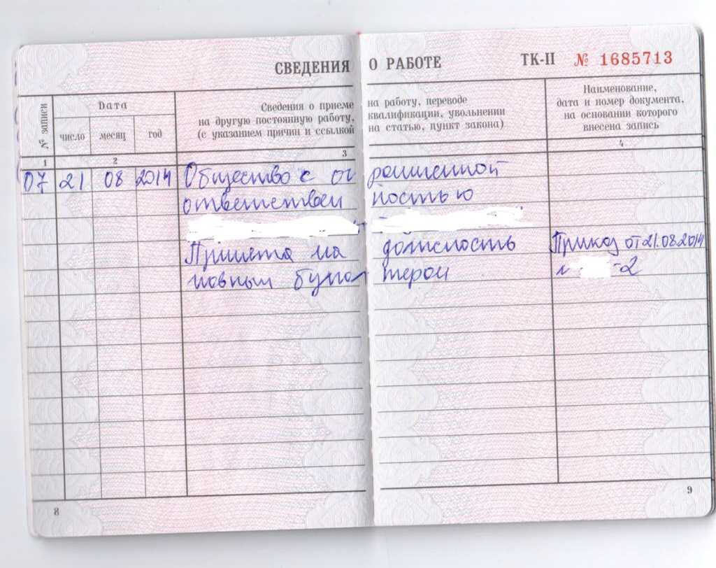Исправление записи в трудовой книжке: образец 2024, как правильно
