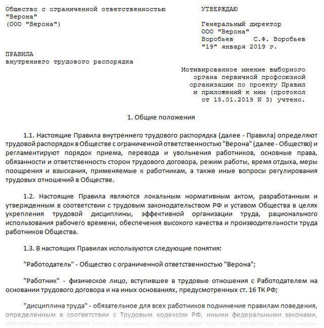 Правила внутреннего трудового распорядка: образец в 2024 году