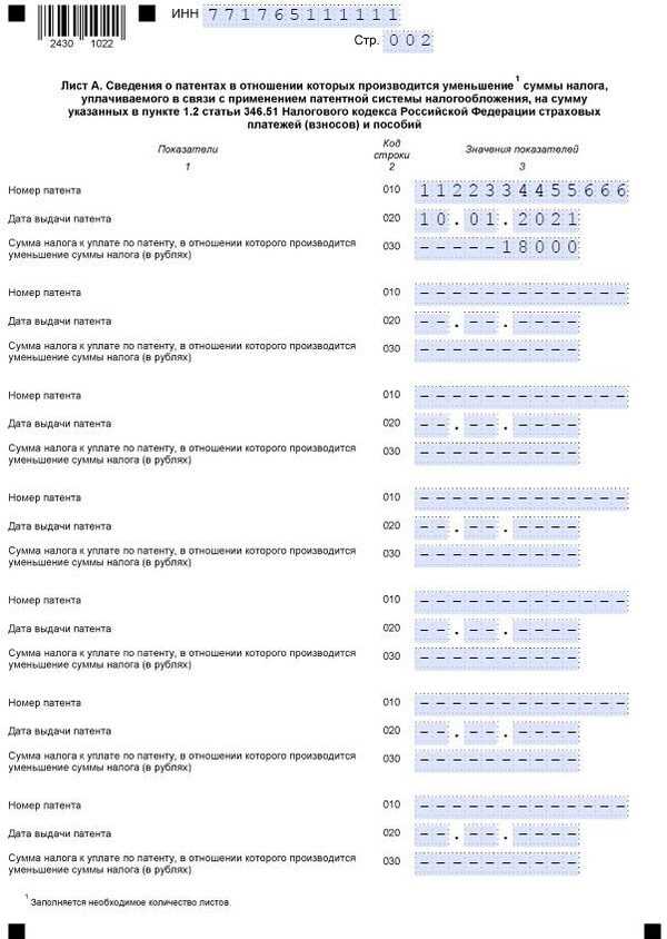 Уменьшение патента на страховые взносы в 2021 году