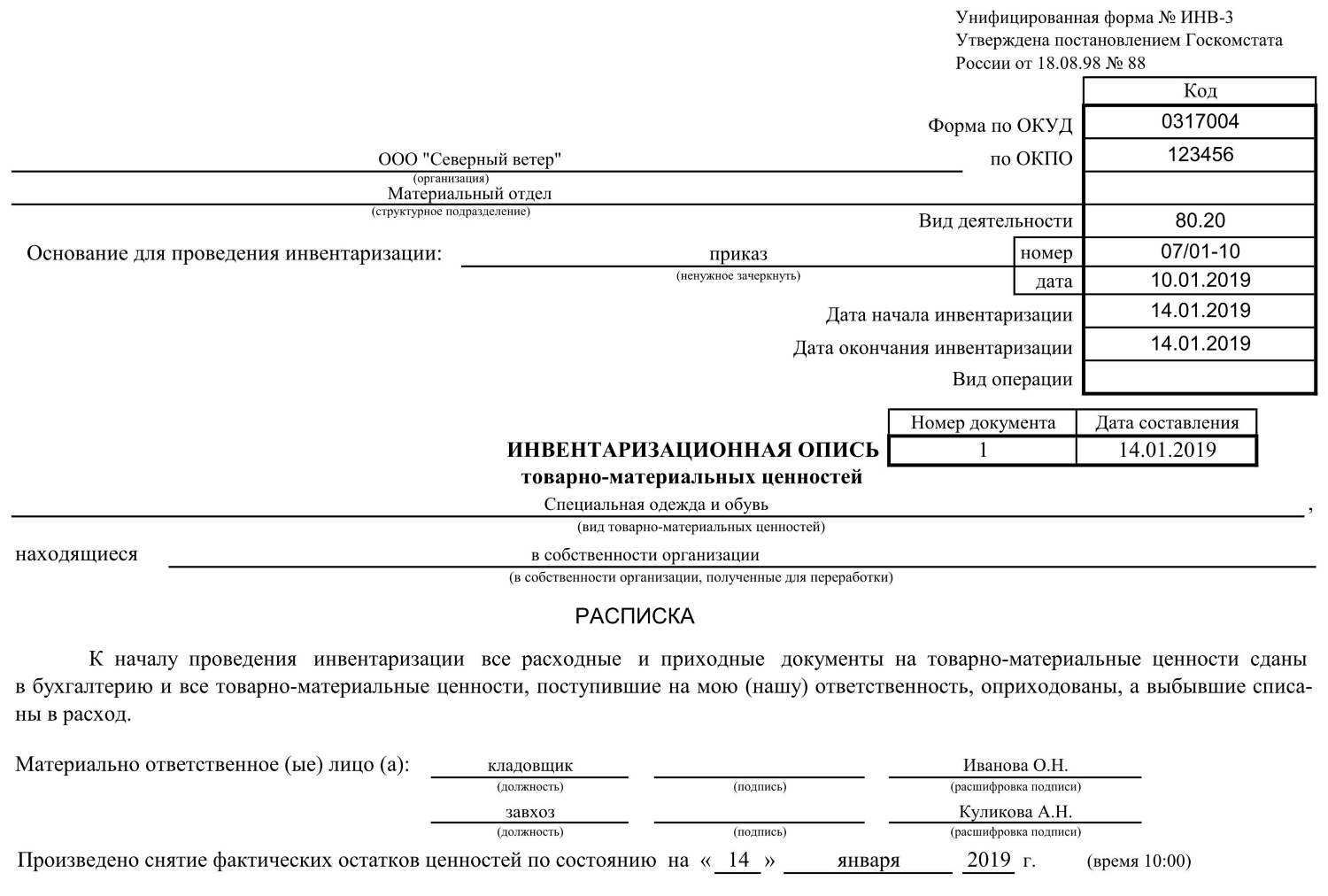 Инв-22. приказ о проведении инвентаризации. образец 2024 года