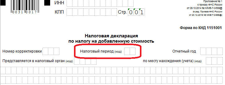 Коды налоговых периодов, коды для налоговой декларации