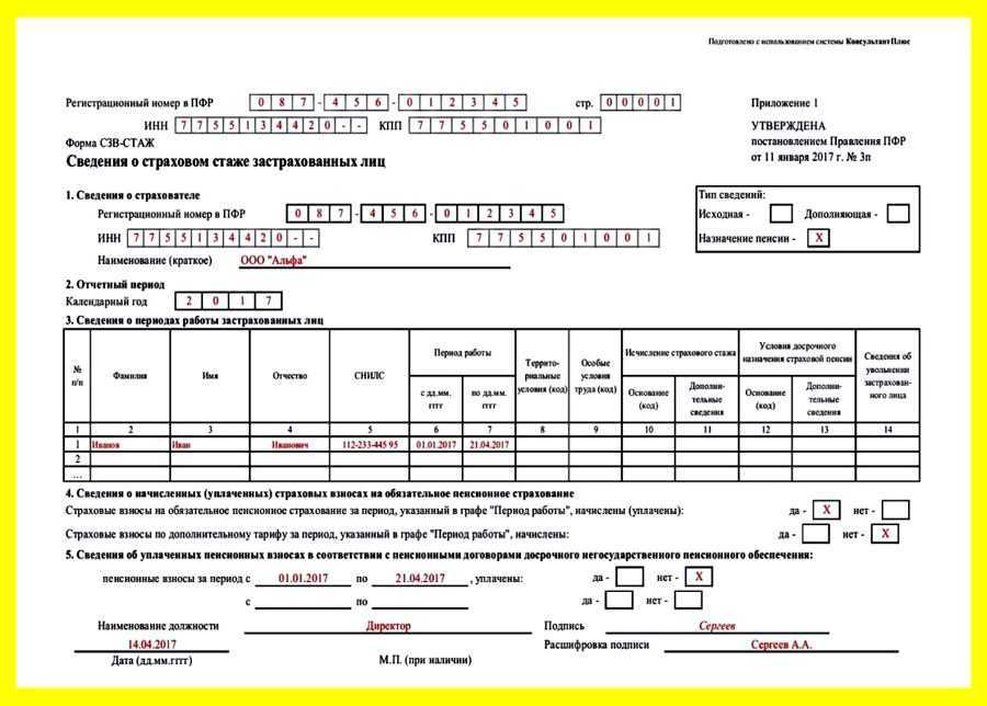 Новая форма сзв-стаж 2022 года за 2021 год