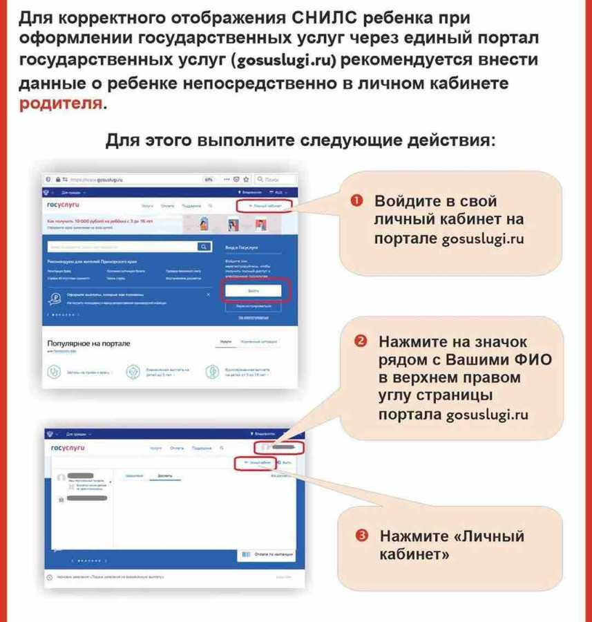 Как сделать снилс ребенку через госуслуги
