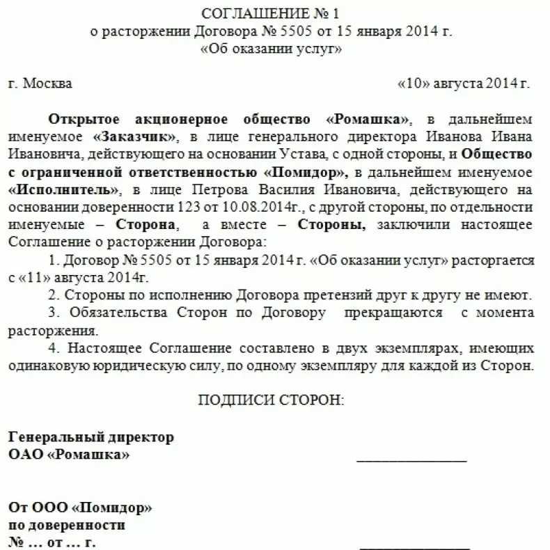 В финансово хозяйственной деятельности предприятий нередко возникает необходимость расторжения или изменения ранее заключенных договоров