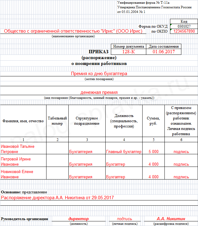 Составляем приказ о поощрении в 2024 году. бланк для скачивания и образец