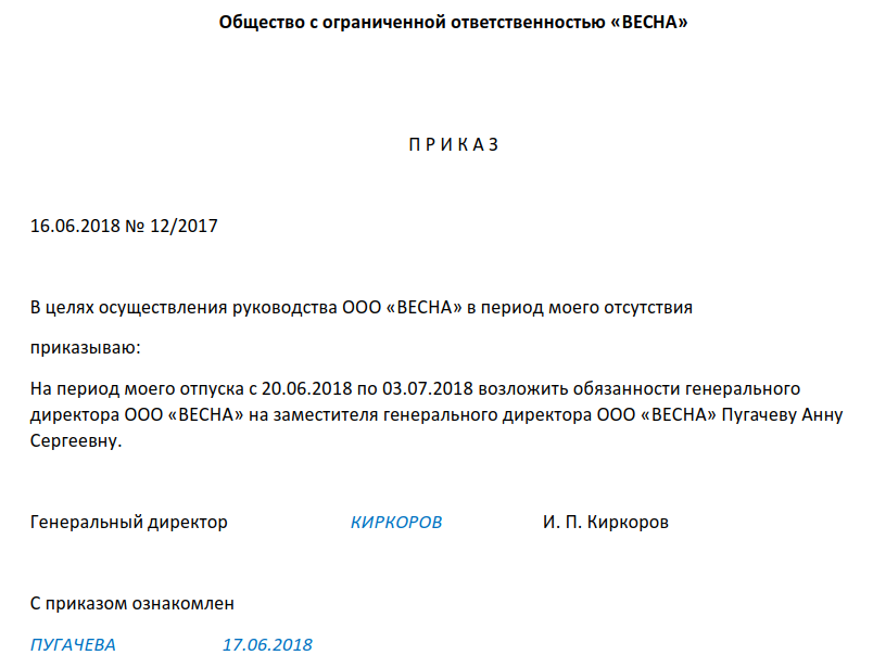 Заявление на отпуск генерального директора ооо — образец