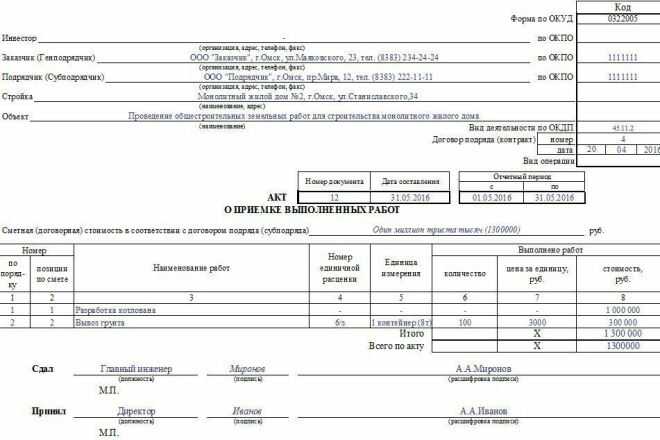 Акт выполненых работ в гранд смета
