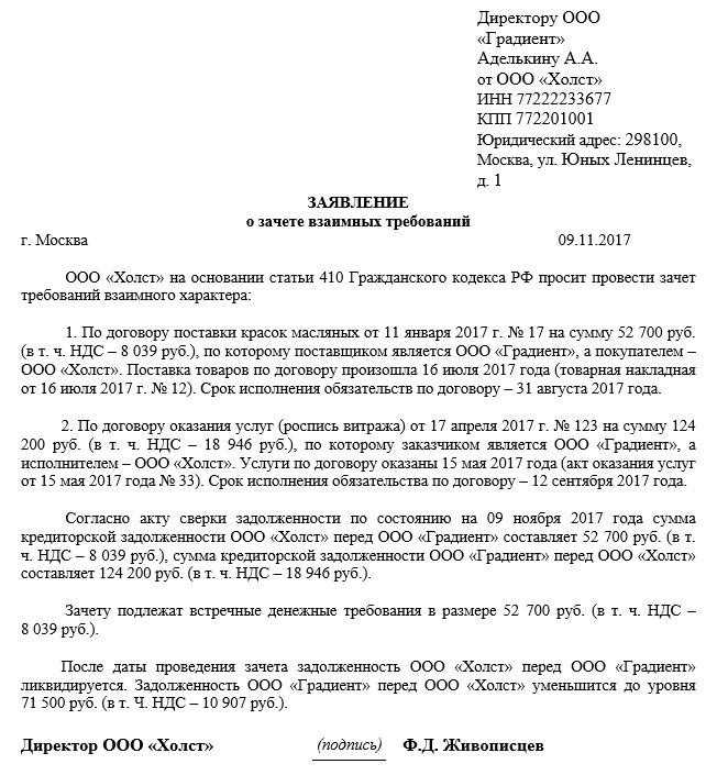 Бух проводки по акту зачета взаимных требований