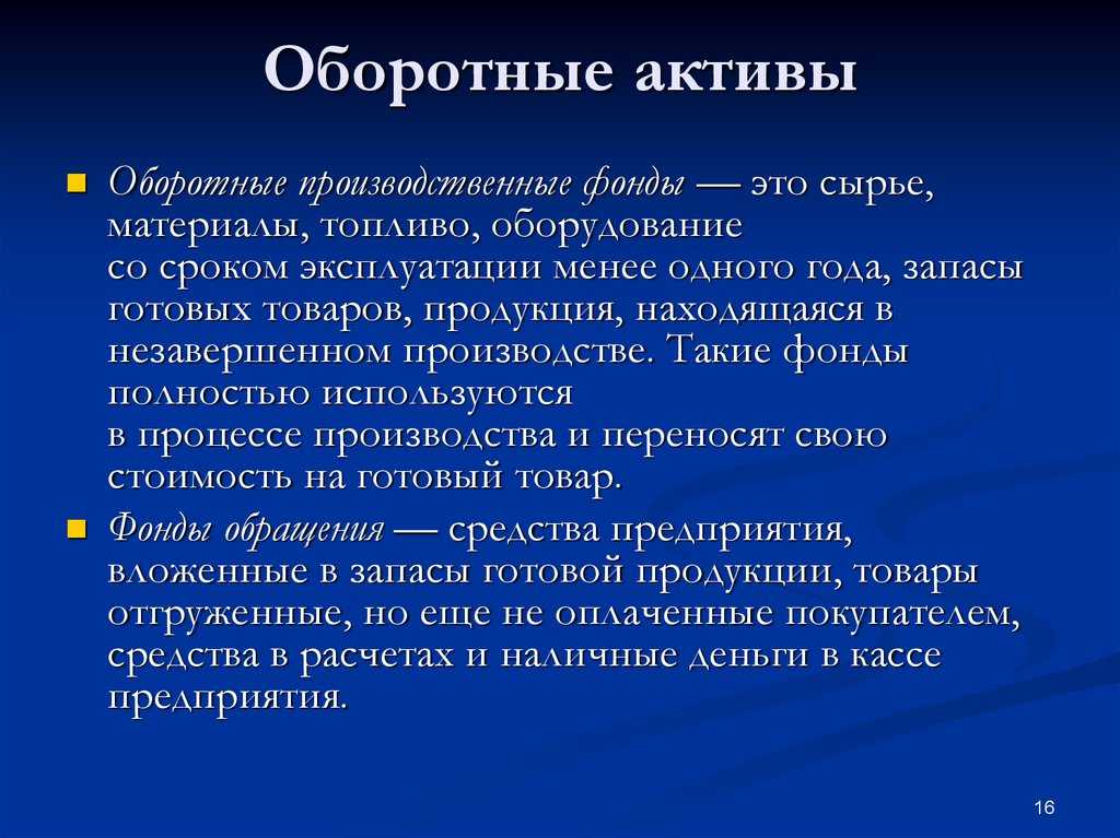 Что такое оборотные активы предприятия
